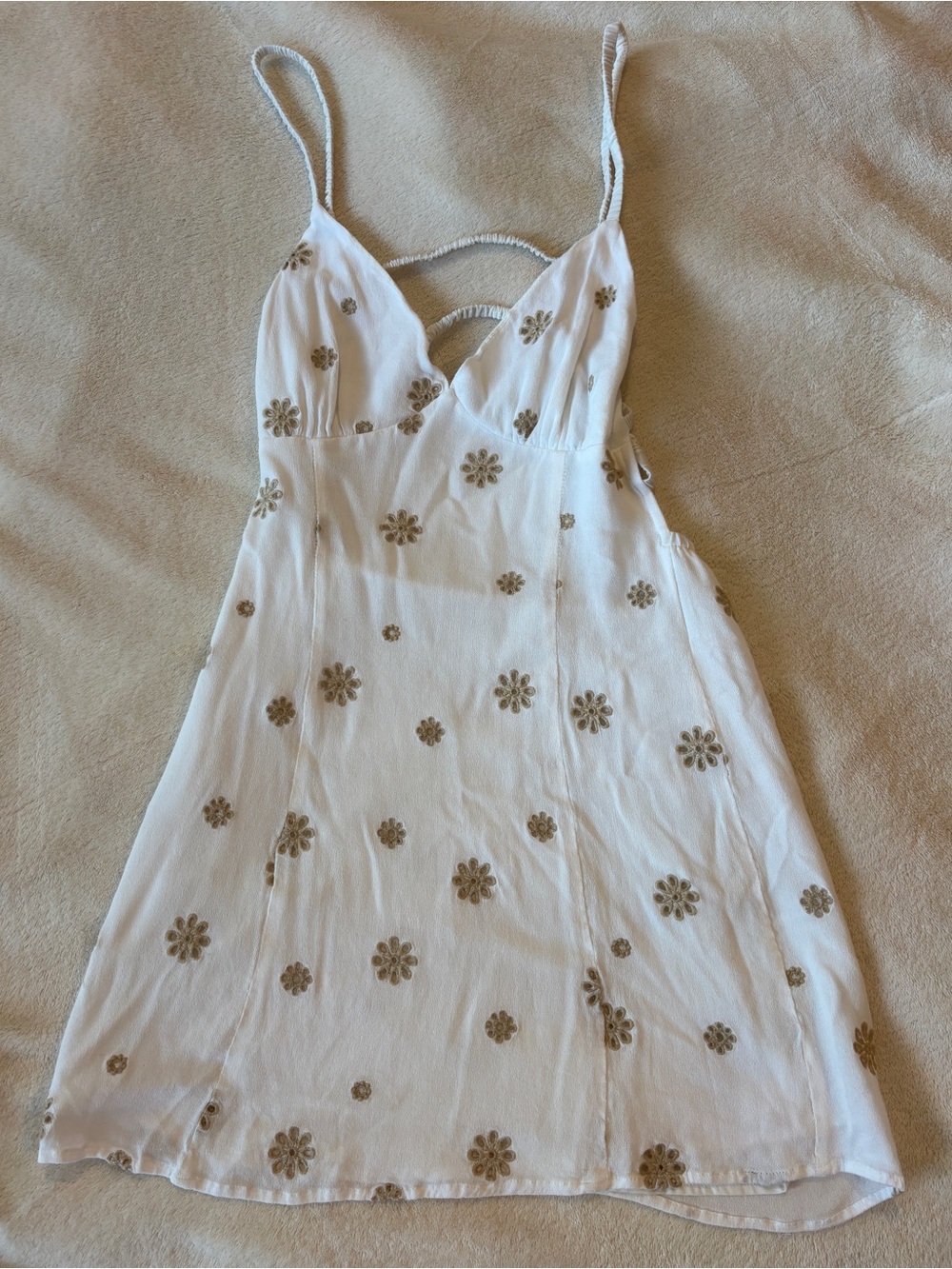 White and Gold Floral Mini Dress